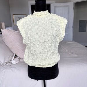 Sabina Musayev Textured Mock Neck Tank Top - Light Cream / Light Yellow